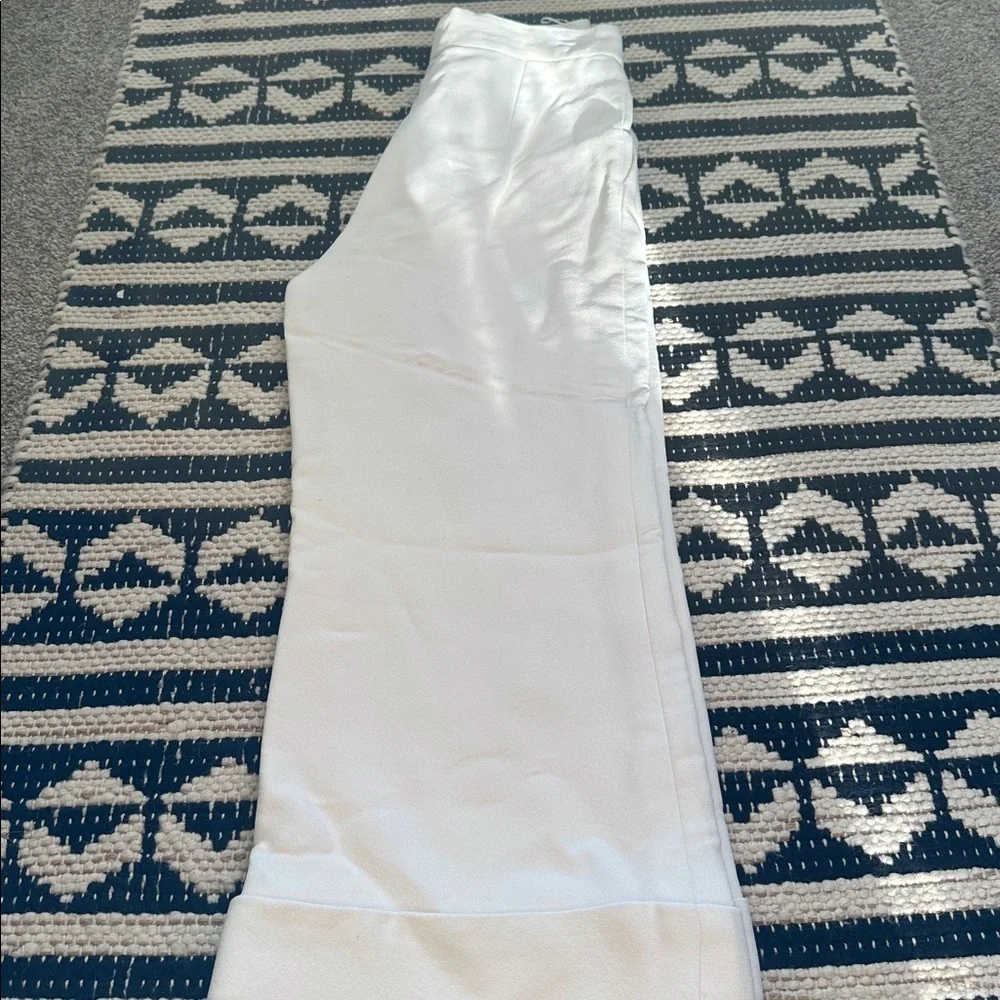 CHANEL White and Blue Wide Leg Pants